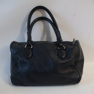 Authentic Womens Escada Dark Navy Pebbled Leather Designer Satchel Handbag